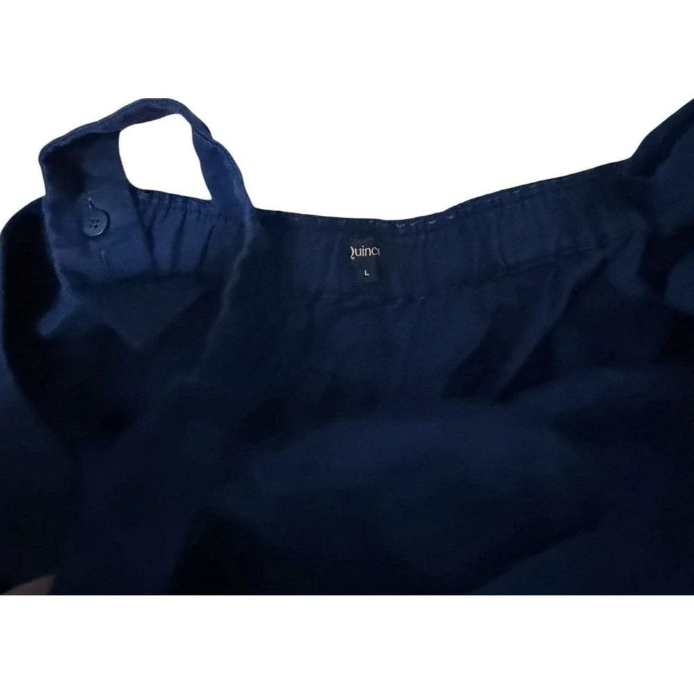 Quince 100% European Linen Square Neck Jumpsuit Deep Navy Size Large